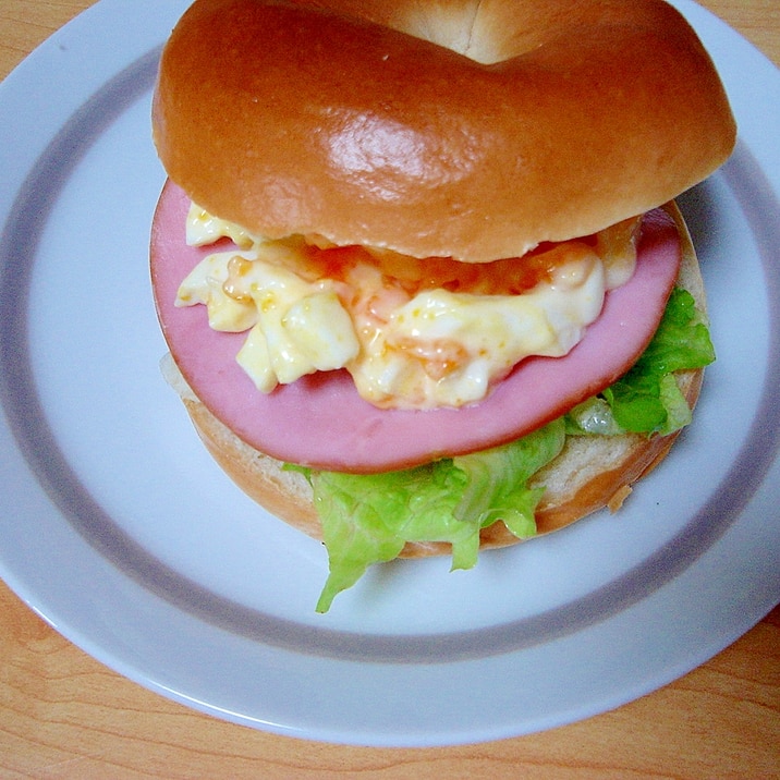 ハムたまごベーグルサンド レシピ 作り方 By 四月のヒーロー 楽天レシピ